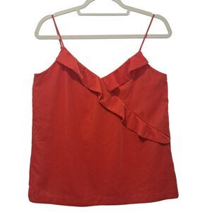 J.Crew Luxy Velvet Ruffled Sleeveless Cami Top Size 6 Tall Pop NWT